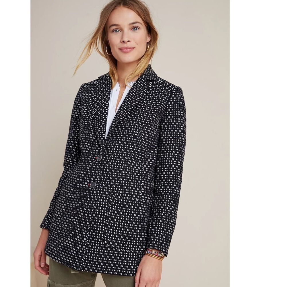 By Anthropologie Textured Knit Monochrome Long Blazer Size Small